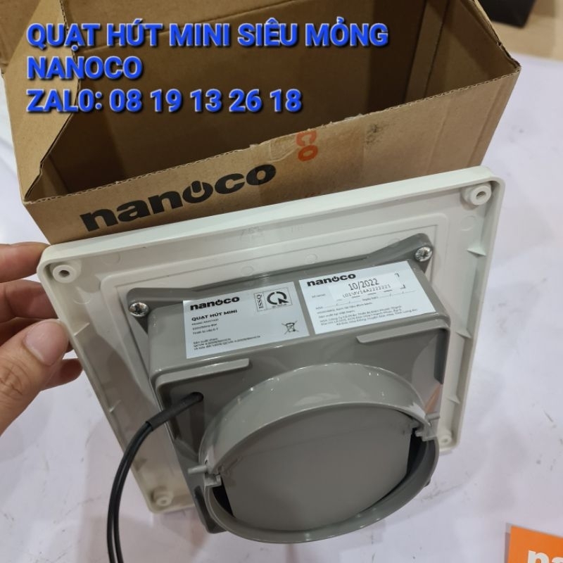 Quạt hút mùi MINI Siêu Mỏng Nanoco, âm trần và âm tường, lỗ khoét 14x14, 8W, Mã: NMV1421, bảo hành 2 năm