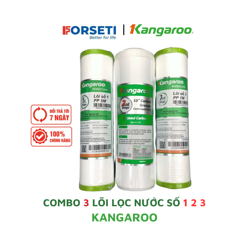 Bộ Lõi Lọc KANGAROO Số 1-2-3 Chính Hãng - Giá 3 lõi lọc chỉ 98K