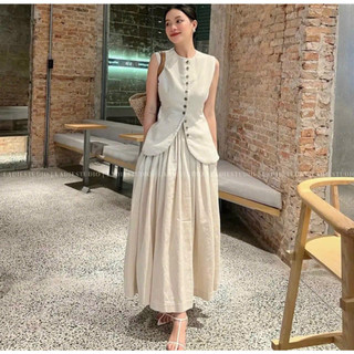 Set áo linen và chân váy midi - Lona Set