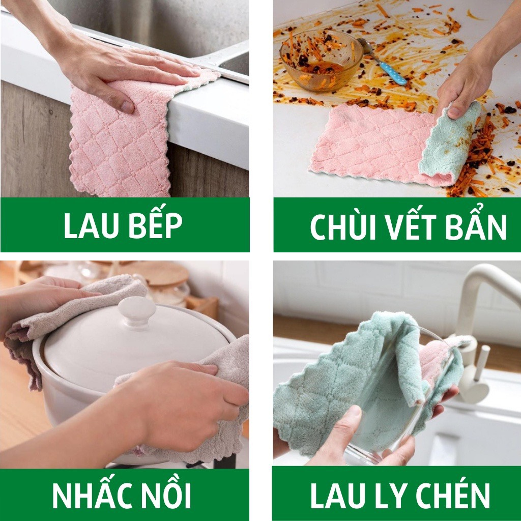 Combo 10 khăn lau tay nhà bếp 2 mặt siêu thấm hút