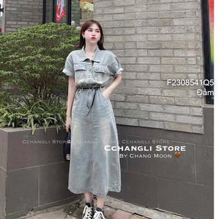 Đầm sơ mi jean dáng dài phối nút tay ngắn siêu thời trang!