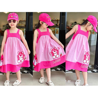 Váy gấu dâu lotso, váy polo size 1 nhiều mã giá rẻ (8 -10kg)