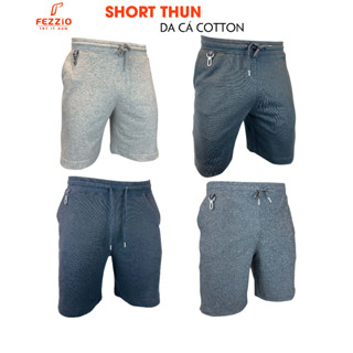 Quần short thể thao nam thun trên gối, quần short da cá nam 100% cotton thương hiệu Fezzio