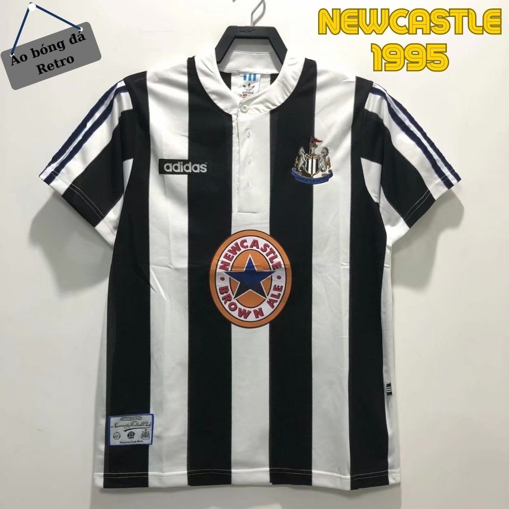 Áo bóng đá retro Newcastle 1995 vải Cotton Polyester thời trang blockcore