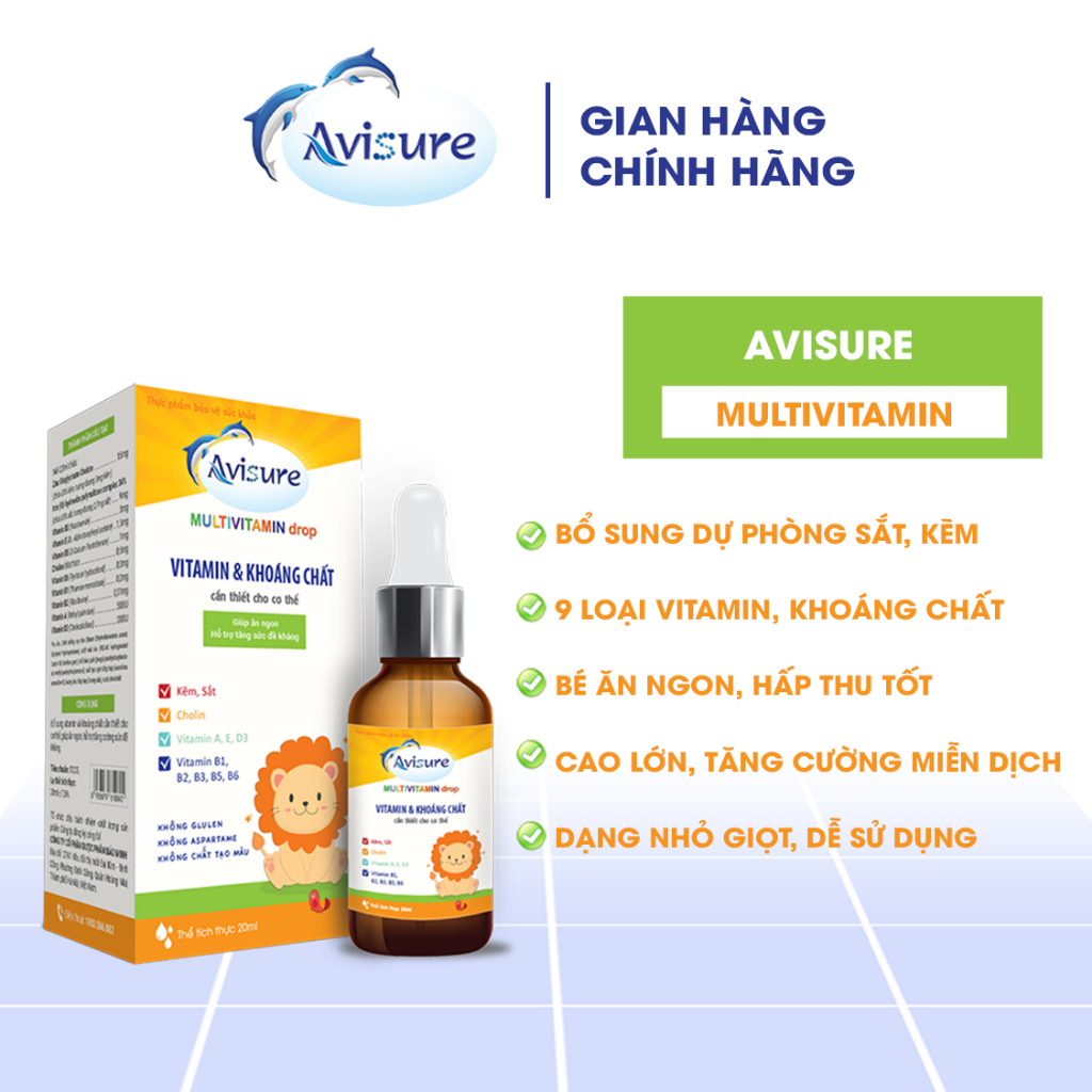 MUA 1 TẶNG 1 - Avisure multivitamin bổ sung vitamin và khoáng chất thiếu yếu cho bé