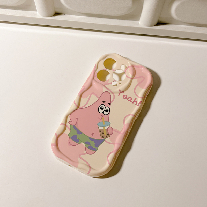 Ốp iphone hoạt hình ngôi sao hồng viền nổi cạnh sóng hình cho Iphone 6/6s/7/8plus/X/XS/11/12/13/14 Pro Plus Max
