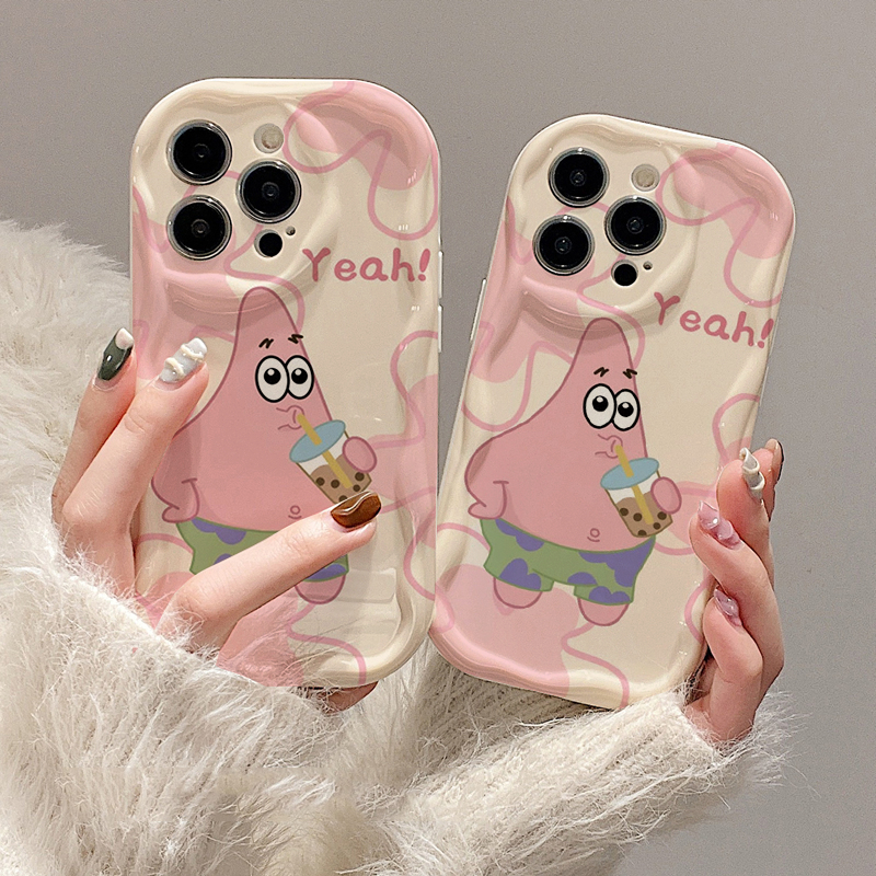Ốp iphone hoạt hình ngôi sao hồng viền nổi cạnh sóng hình cho Iphone 6/6s/7/8plus/X/XS/11/12/13/14 Pro Plus Max