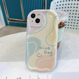 Ốp iphone họa tiêt màu đơn giản Nice Day viền nổi cạnh sóng iPhone 14 XR 13 11 12 Pro Max 8 7 6 6S Plus X Xs Max
