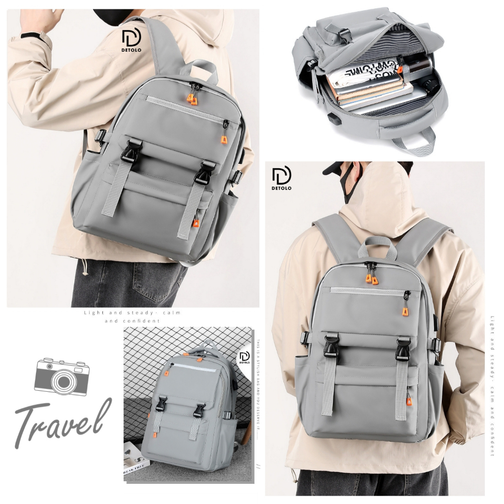 Balo Ulzzang đựng laptop 15,6in và 16in Balo nam nữ đi làm đi du lịch, balo đi học đi chơi đựng được quần áo DETOLO