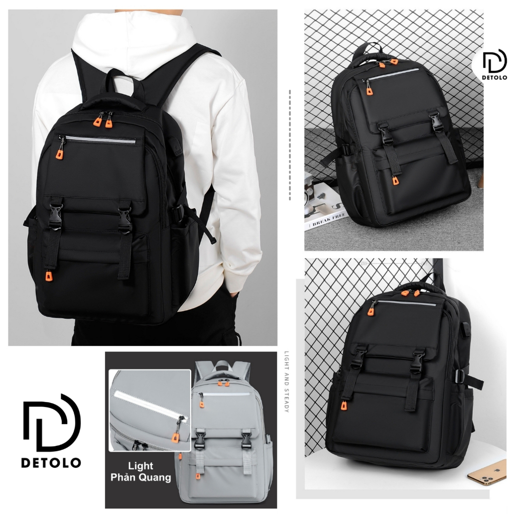 Balo Ulzzang đựng laptop 15,6in và 16in Balo nam nữ đi làm đi du lịch, balo đi học đi chơi đựng được quần áo DETOLO