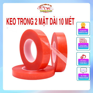Keo cường lực 2 mặt trong suốt siêu dính cuộn dài 10 mét - Băng keo chống nước chống nhiệt chuyên dụng ô tô siêu chắc