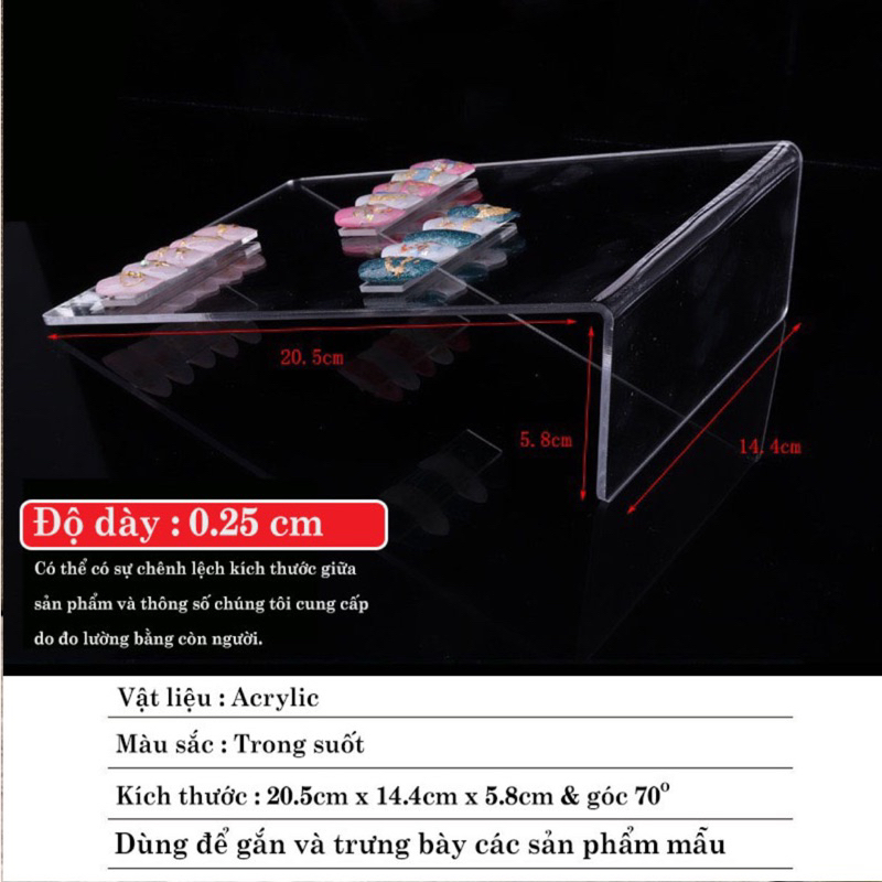 Bảng bày móng nails - Bảng trưng bày móng nails mẫu - Khung trưng bày móng mẫu mica - Bảng mica trong gắn mẫu