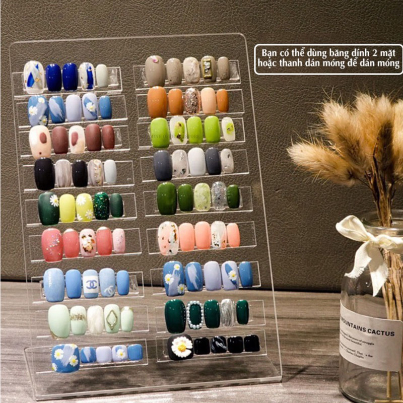 Bảng bày móng nails - Bảng trưng bày móng nails mẫu - Khung trưng bày móng mẫu mica - Bảng mica trong gắn mẫu