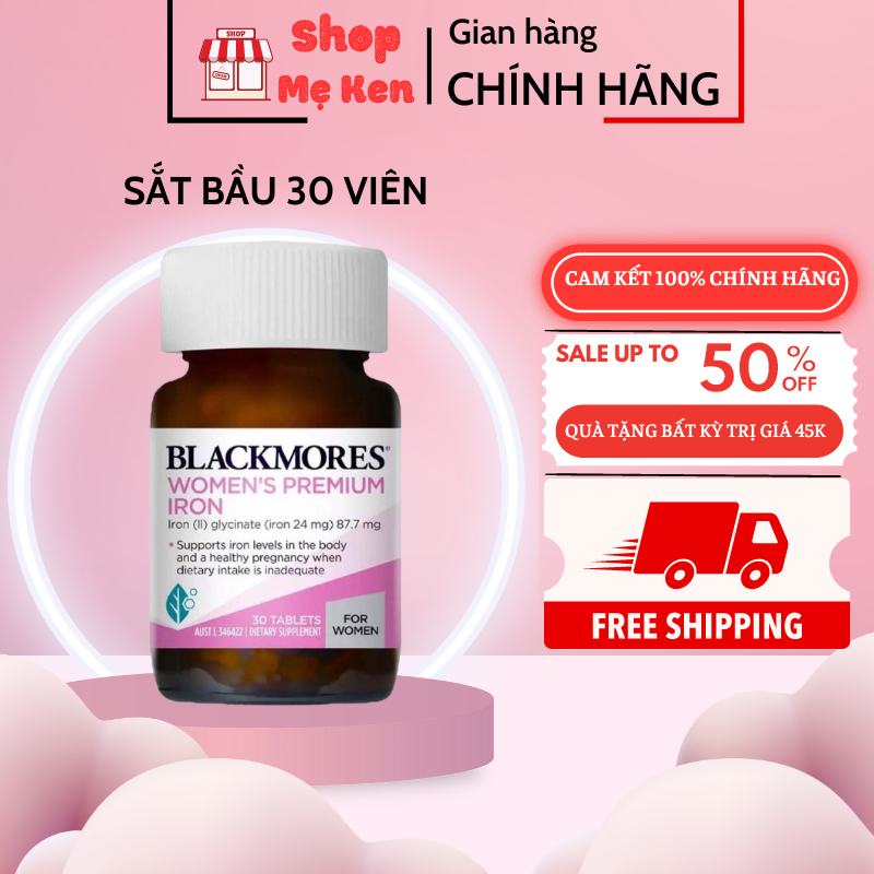 Viên Sắt bầu Blackmores Pregnancy Iron, Úc (30v) phòng thiếu máu không gây táo bón cho mẹ bầu và sau sinh