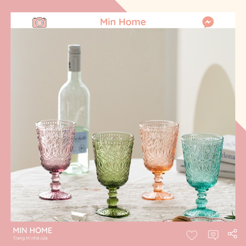Ly uống rượu vàng sang chảnh phong cách Pháp sang trọng thanh lịch cốc dành cho trang trí decor bàn tiệc đẹp MinHome