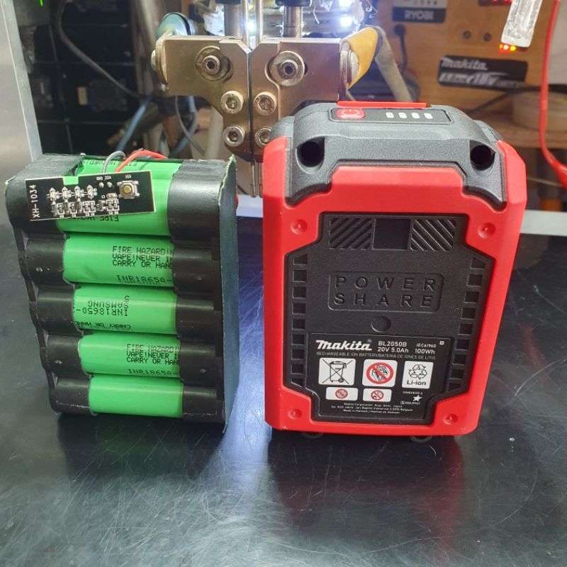 PIN ĐÓNG MAKITA 18V/10 CELLS SAMSUNG 25R - DUNG LƯỢNG 5000MAH / XẢ 50A