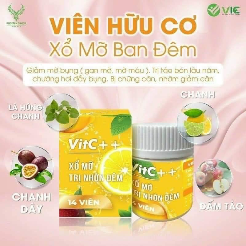 Viên xổ mỡ bụng ban đêm Vit C chính hãng hộp 14viên