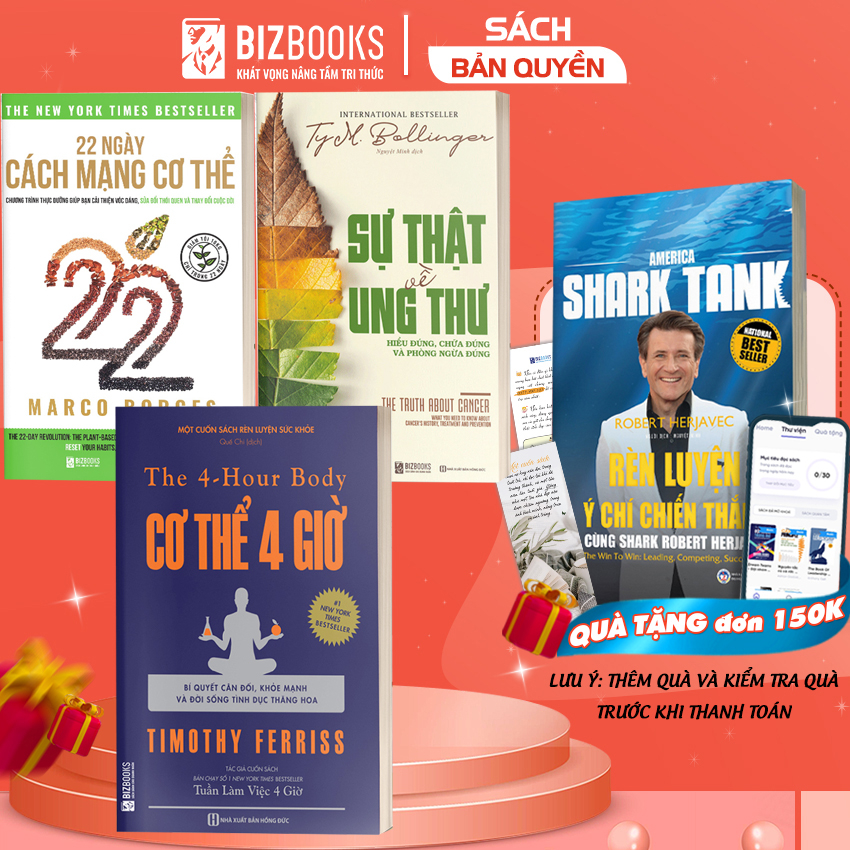 Bộ BIZBOOKS - Sách Sức Khỏe - Lối Sống Lành Mạnh: Cơ Thể 4 Giờ, 22 Ngày Cách Mạng Cơ Thể, Sự Thật Ung Thư
