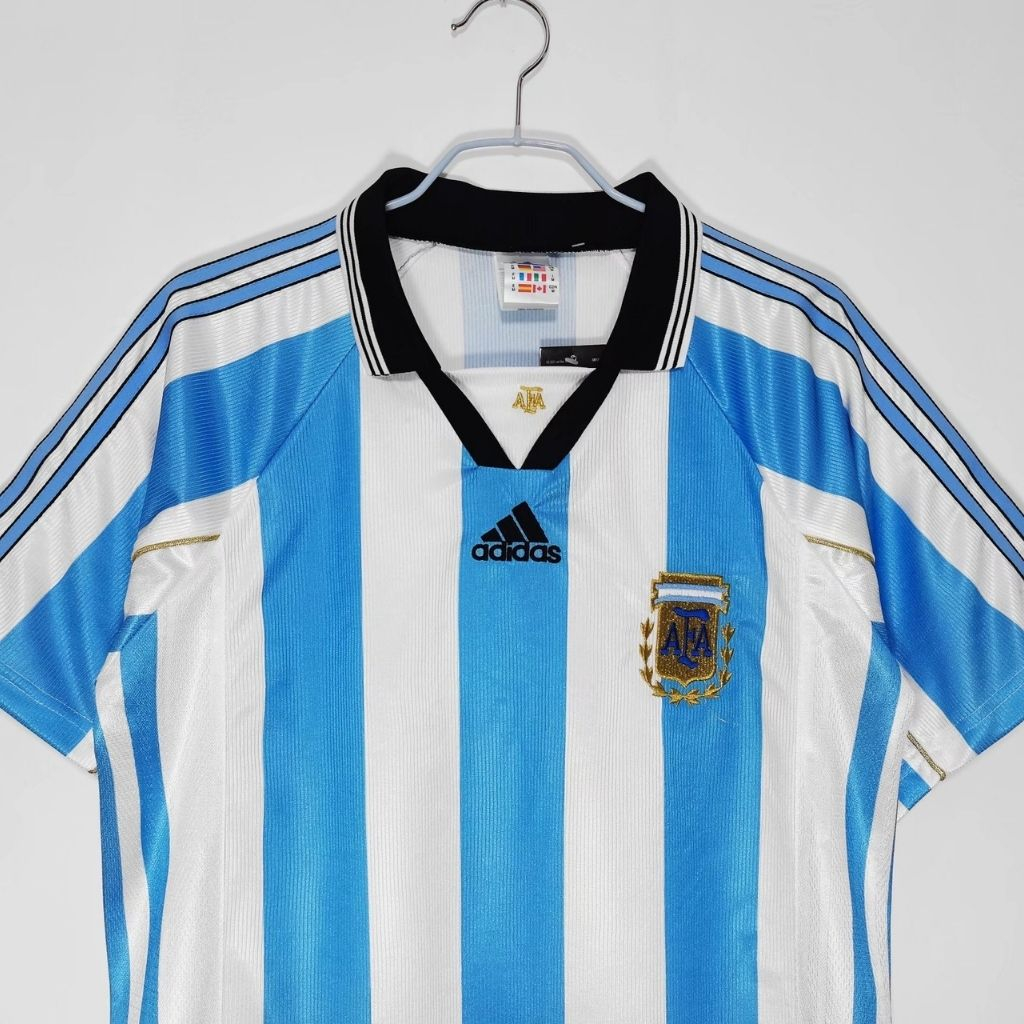 Áo bóng đá retro Argentina 1998 vải Cotton Polyester thời trang blockcore