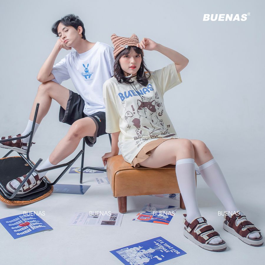 Giày sandal nam nữ unisex đi học quai ngang Buenas Sport 6879 đế cao 3 phân