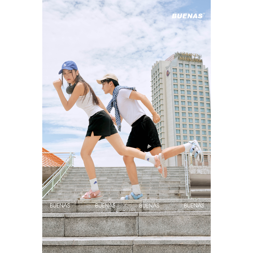 Sandal Buenas 6816 Pegasus nam nữ đi học quai ngang  - dép quai hậu unisex đế cao 3 phân