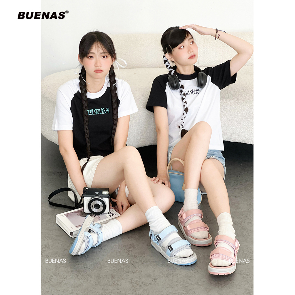 Sandal Buenas 6816 Pegasus nam nữ đi học quai ngang  - dép quai hậu unisex đế cao 3 phân