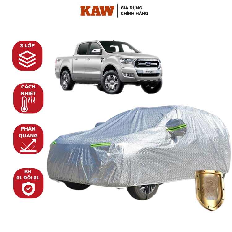Bạt Phủ Xe Ô Tô, Bạt Trùm Ô Tô KAW 3 Lớp Cao Cấp Chống Mưa, Chống Nắng, Chống Cháy An Toàn