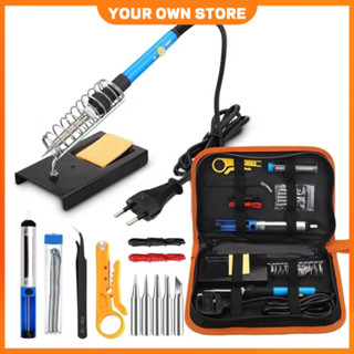 bộ 15 món Mỏ hàn thiếc điều chỉnh nhiệt độ, máy hàn chì mini, mỏ hàn 60w 220v và phụ kiện hàn, thiếc hàn, bộ mũi hàn