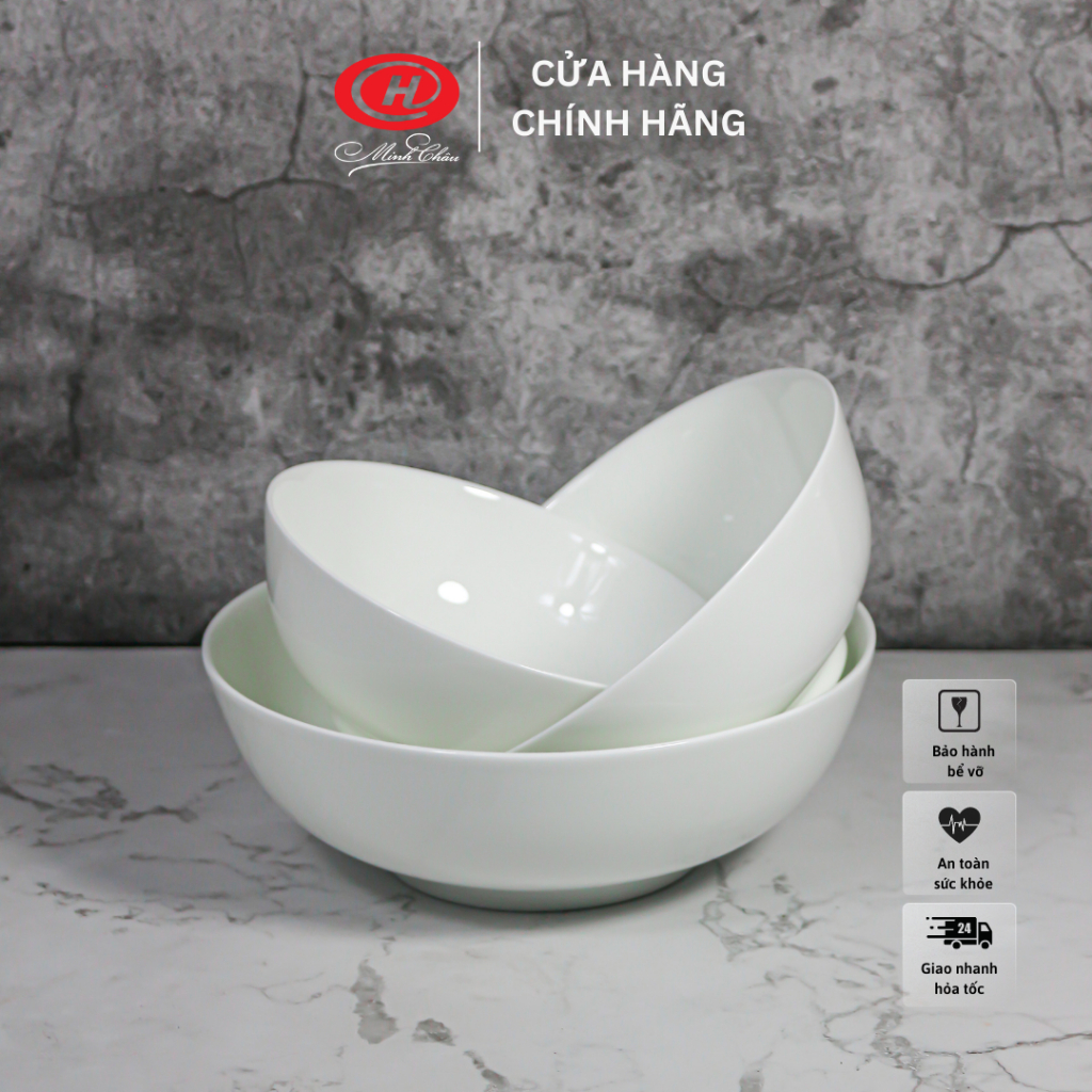 Bát tô sứ xương trắng trơn sứ Minh Châu - Bone