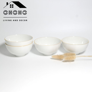 Bát cơm sứ Minh Châu viền vàng thật 12K, Chén cơm sứ viền vàng