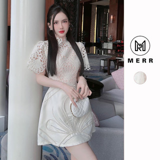Đầm ren phối tafta tay ngắn nhẹ nhàng ảnh thật| merrchuyenvay