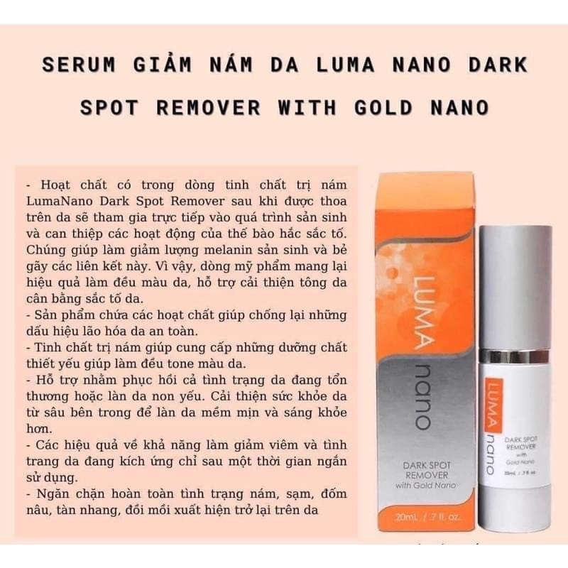 [HÀNG CTY] Serum giảm nám da Luma Nano Dark Sport Remover  with Gold Nano 20ml