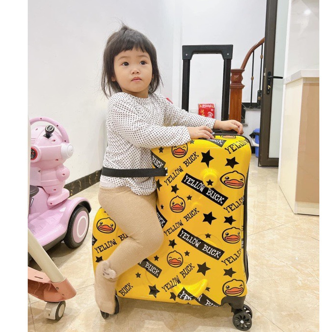 Vali kéo trẻ em YELLOW B.DUCK 22 inch nhựa dẻo ABS, hình chú vịt vàng vỏ mềm chống va đập, chịu lực tốt, 4 bánh xe