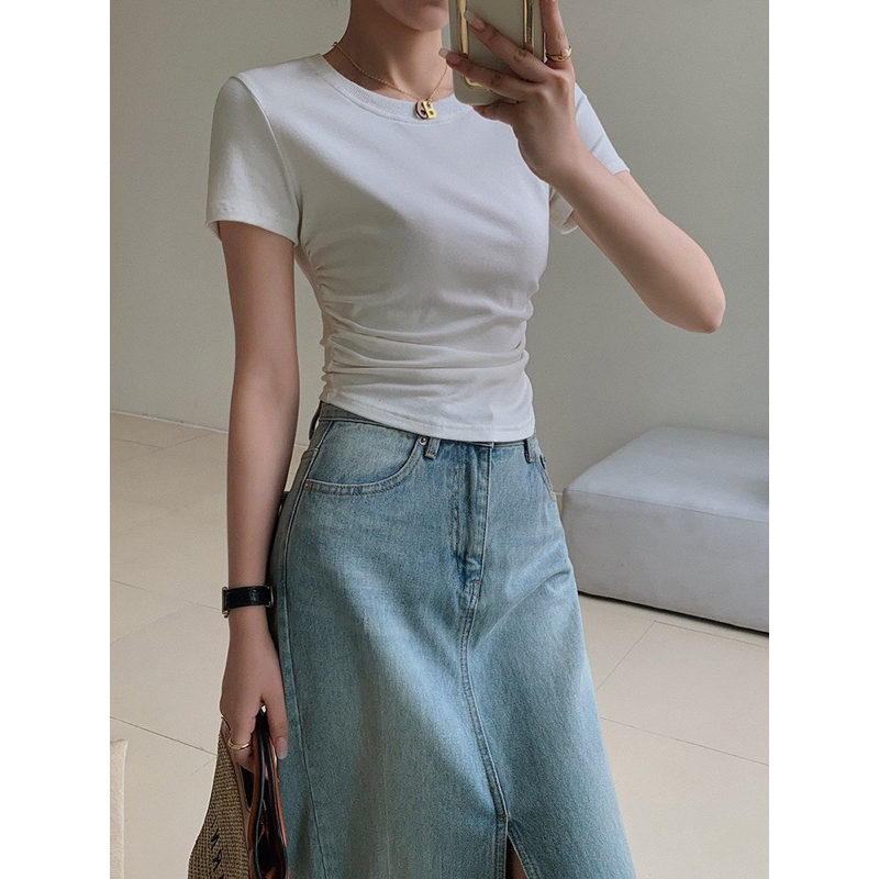 Áo Thun Nữ Vạt Bầu Nhún Eo Siêu Xinh Áo Kiểu Nữ Chất Vải Thun - N2B