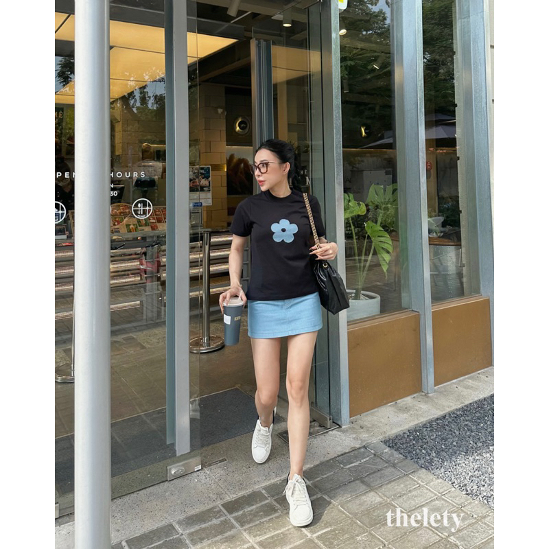 Áo Babytee Hoa Denim “FLOWER DENIM BABYTEE” | 𝐭𝐡𝐞𝐥𝐞𝐭𝐲
