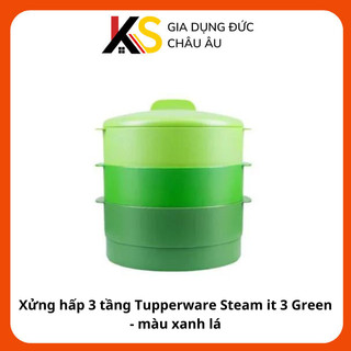 Xửng hấp 3 tầng Tupperware Steam it 3 Green - màu xanh lá