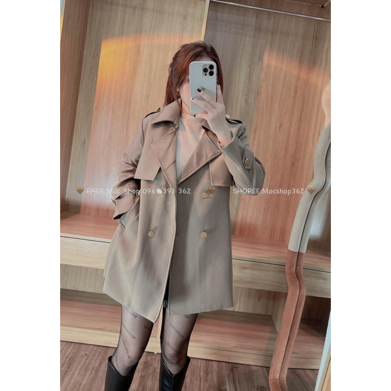 MÃ 402 ÁO KHOÁC MANGTO NỮ DÁNG NGẮN KÈM ĐAI 2 LỚP