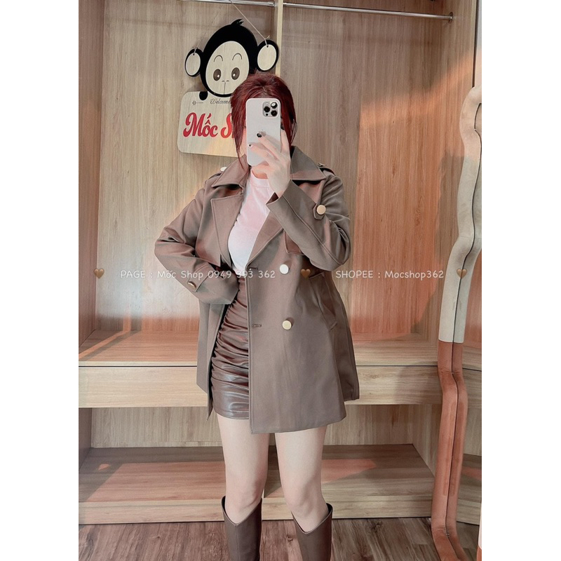 MÃ 402 ÁO KHOÁC MANGTO NỮ DÁNG NGẮN KÈM ĐAI 2 LỚP