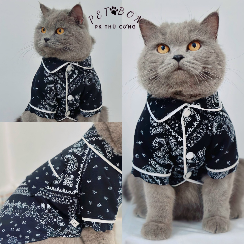 Áo Pijama Sành Điệu Cho Chó Mèo Vải Hoạ Tiết Cao Cấp-Quần Áo Thú Cưng
