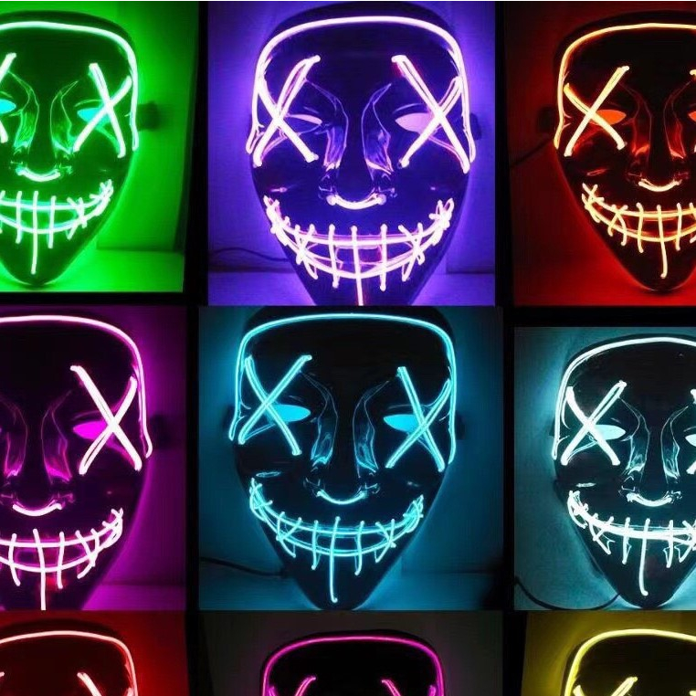 Mặt nạ hacker phát sáng hóa trang Halloween có đèn led nhiều màu, MẶT NẠ HACKER ANONYMOUS