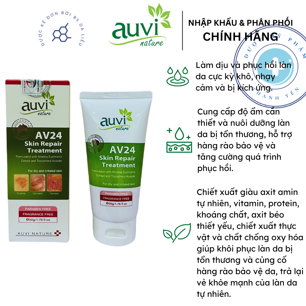 Kem dưỡng phục hồi và làm dịu cho da khô, nhạy cảm và dị ứng Auvi Nature AV24 Skin Repair Treatment 50g