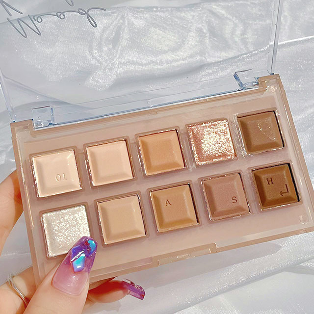 Bảng Phấn Mắt 10 Màu MUGE LEEN Màu Lì Ánh Nhũ