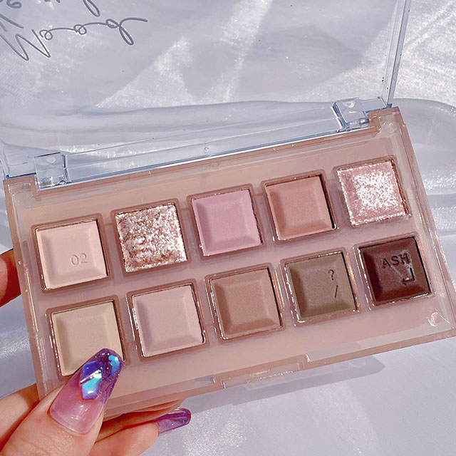 Bảng Phấn Mắt 10 Màu MUGE LEEN Màu Lì Ánh Nhũ