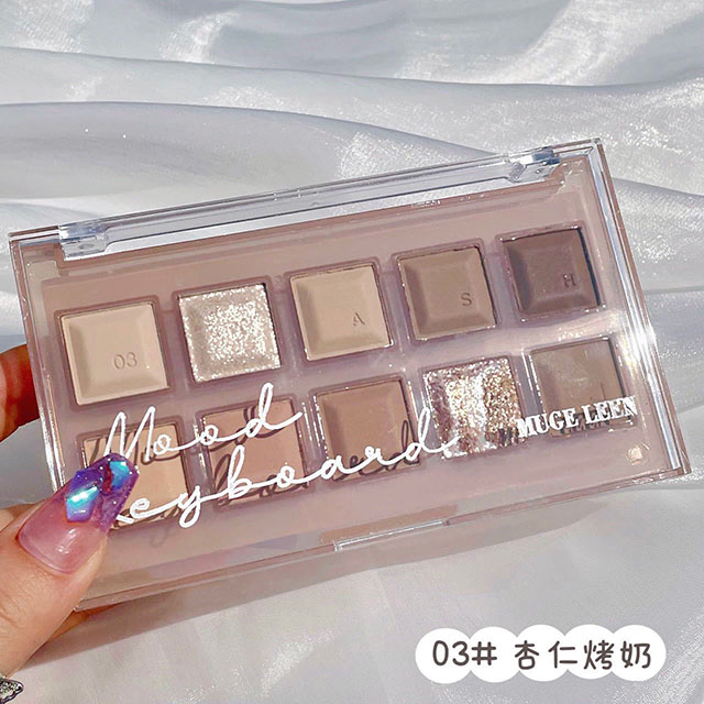 Bảng Phấn Mắt 10 Màu MUGE LEEN Màu Lì Ánh Nhũ