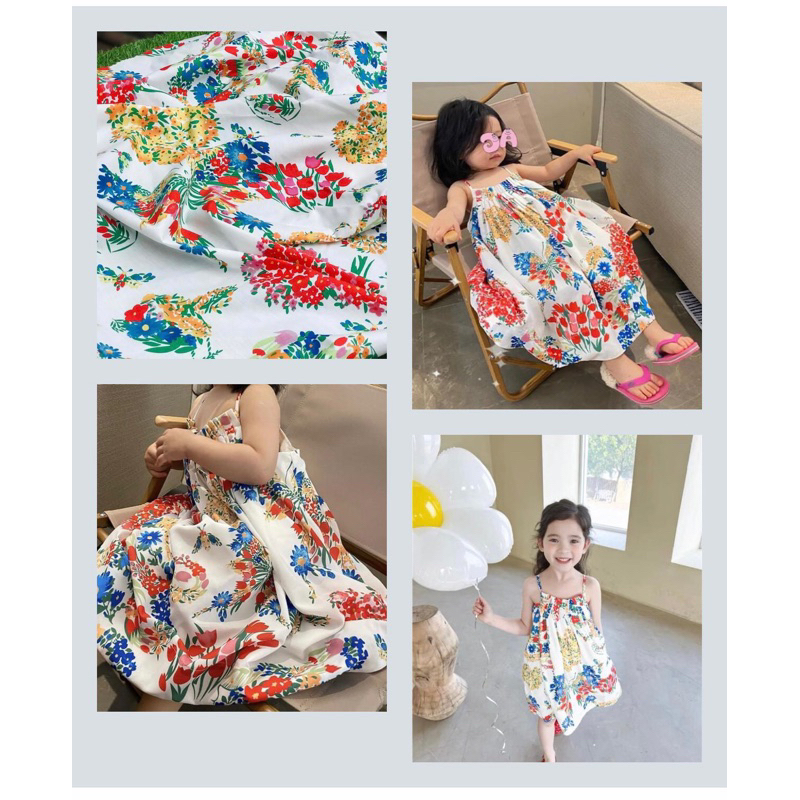 Vải thô lụa cotton may váy cho bé