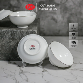 Bát chấm và đĩa chấm sứ xương viền vàng sứ Minh Châu - BoneVV
