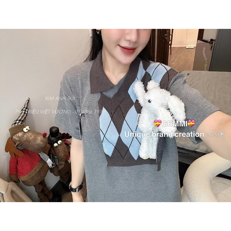 Áo Phông Len Gấu Pha Kẻ 13De Marzo