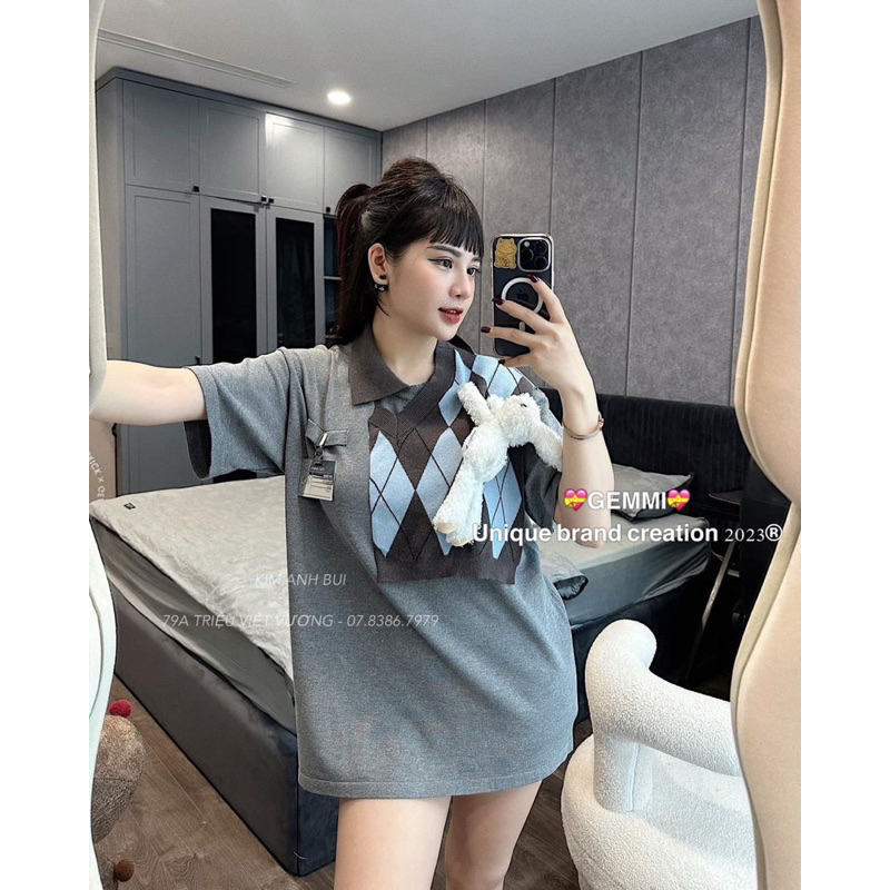 Áo Phông Len Gấu Pha Kẻ 13De Marzo