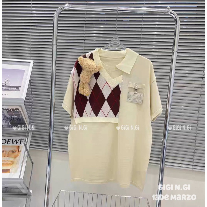 Áo Phông Len Gấu Pha Kẻ 13De Marzo