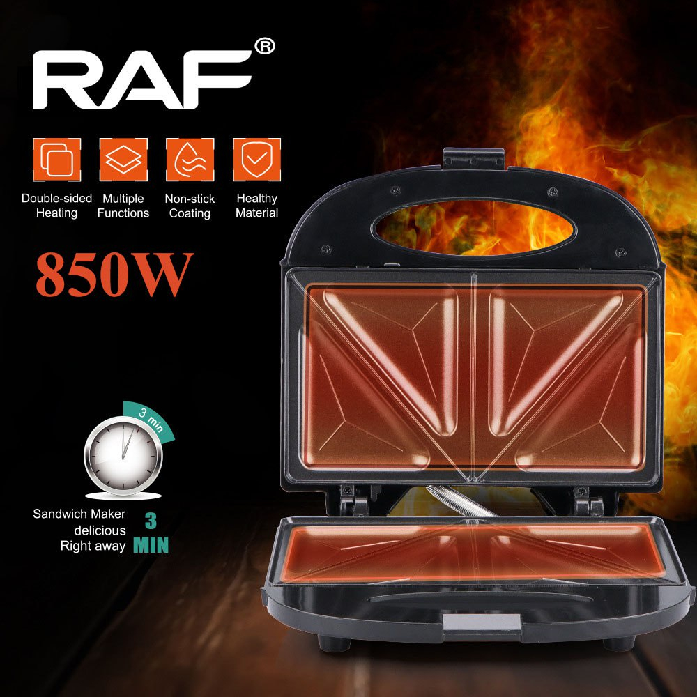 Máy kẹp bánh mì RAF R540 công suất 850W, 3 khay nướng đa năng, máy ép bánh mì, bánh waffle, sandwich